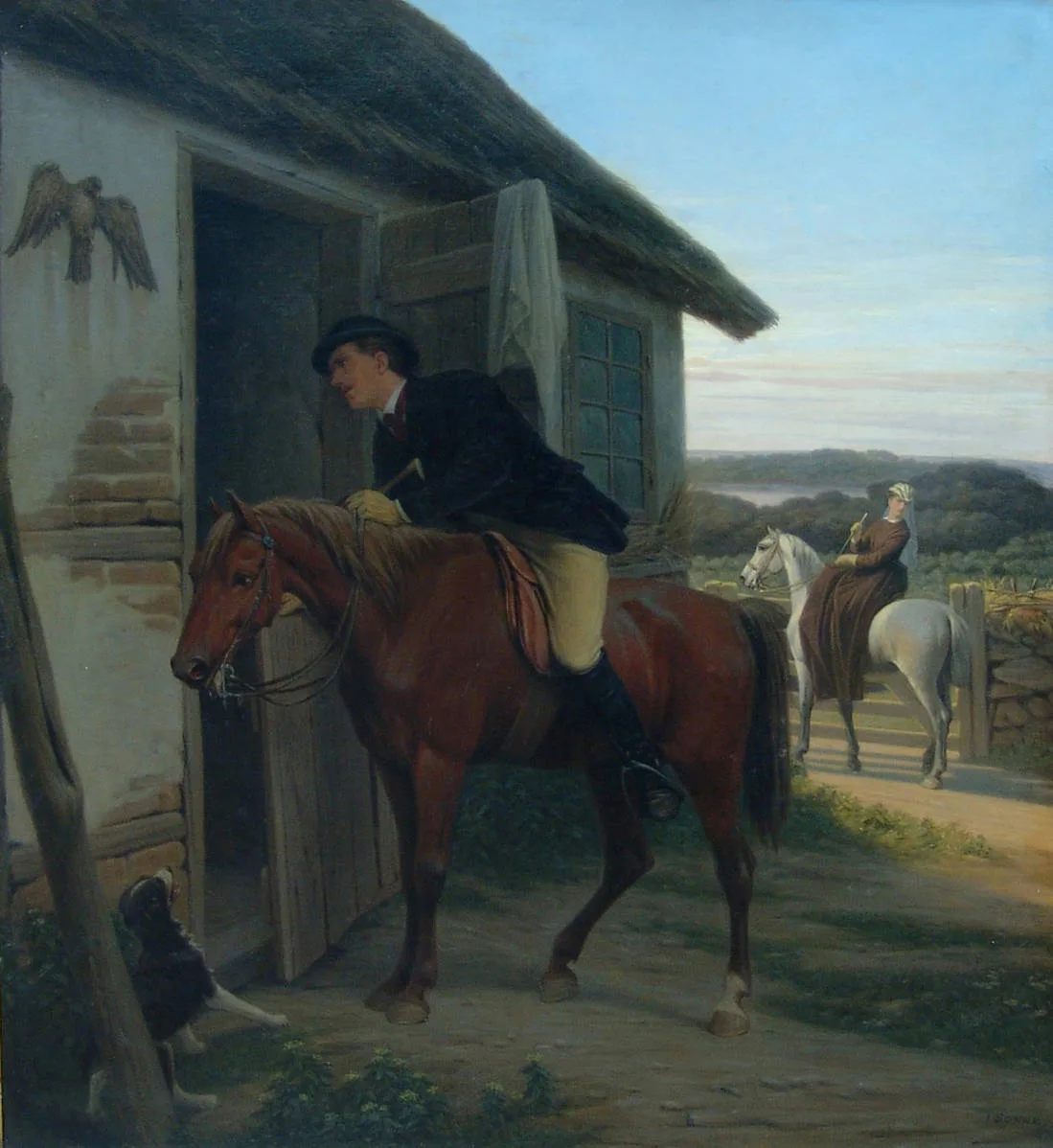 Зонне Ерген Валентин (1801-1890) - "Всадник у крестьянского дома" 1870г