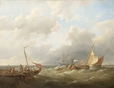 Куккук Херманус (1815-1882) - "Морской пейзаж" 1843г