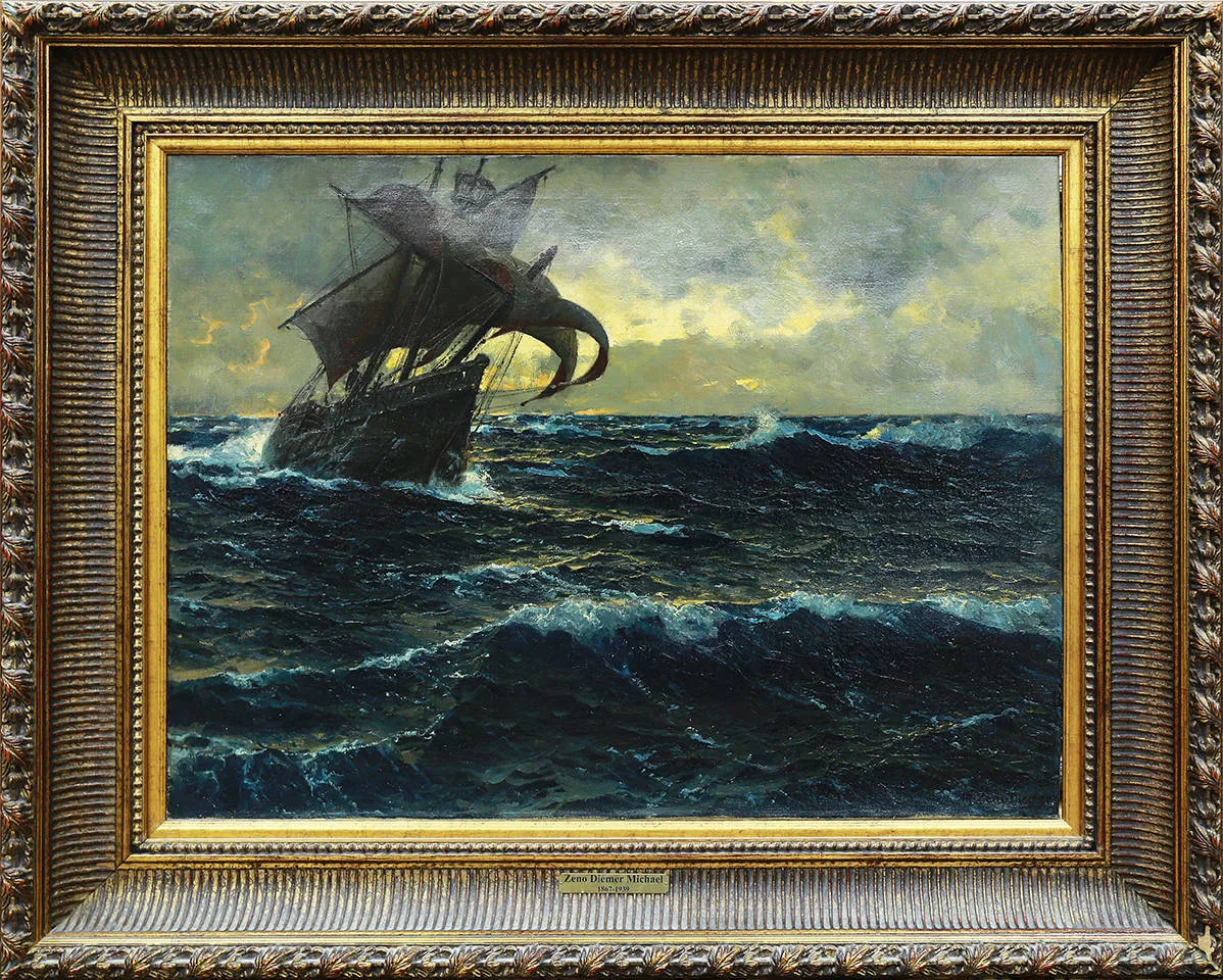 Димер Михаэль Цено (1867-1939) - "Морской пейзаж с парусником"