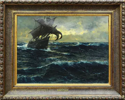 Димер Михаэль Цено (1867-1939) - "Морской пейзаж с парусником"