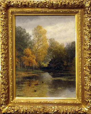 Осенний пейзаж с водяной мельницей