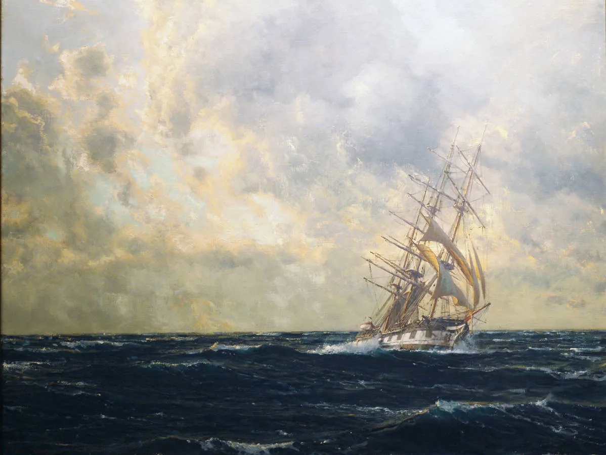 Димер Михаэль Цено (1867-1939) - "Морской пейзаж с парусником"