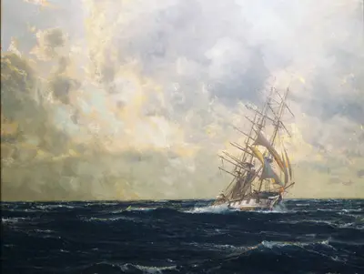 Димер Михаэль Цено (1867-1939) - "Морской пейзаж с парусником"