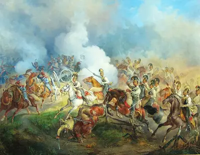 Франц Целлер фон Целленберг (1805-1876) - "Эпизод из антинаполеоновской кампании 1813-1814 гг. Преследование австрийскими кирасирами французских артиллеристов", 1846 год
