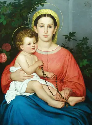 Гай Франческо (1835-1917) - "Мадонна с Младенцем, держащим четки" 1867г.
