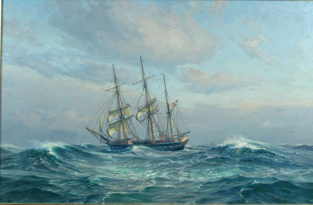 "Морской пейзаж с парусником" 1921 г.