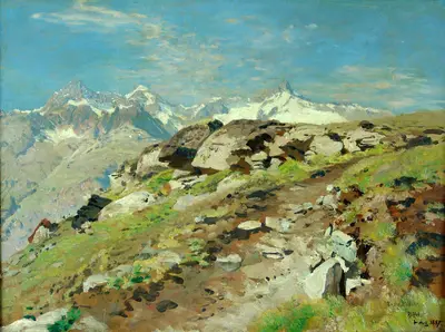 Брахт Эжен (1842-1921) - "Горный пейзаж"