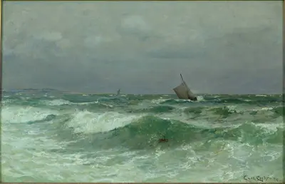 Лохер Карл (1851-1915) -- "Морской пейзаж" 1886 г.