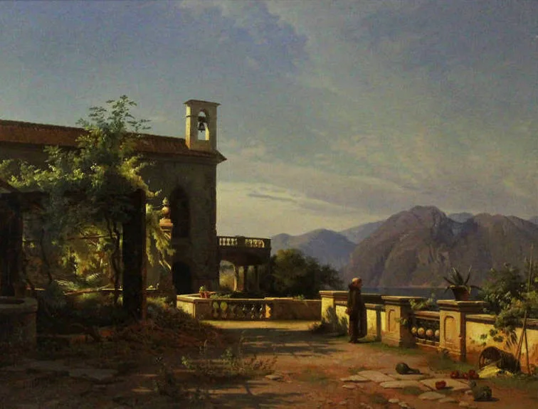Академик живописи Роде Фредерик (1816-1886) - "Италия. На террасе монастыря"