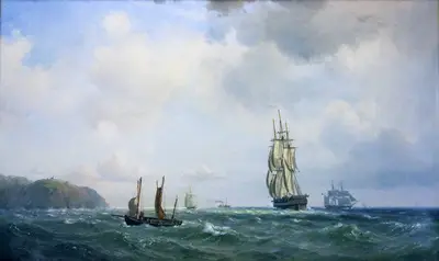 Мельби Вильгельм (1824-1882) - "Парусники в море" 1856 г