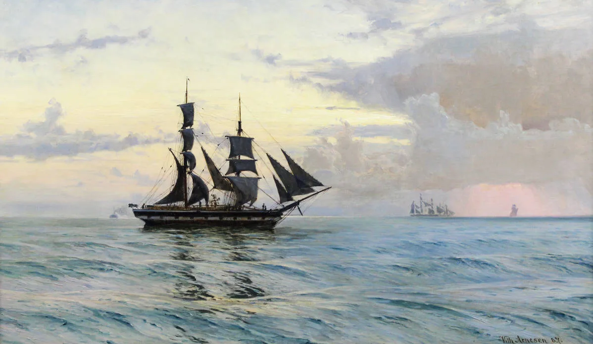 "Закат на море", 1887г