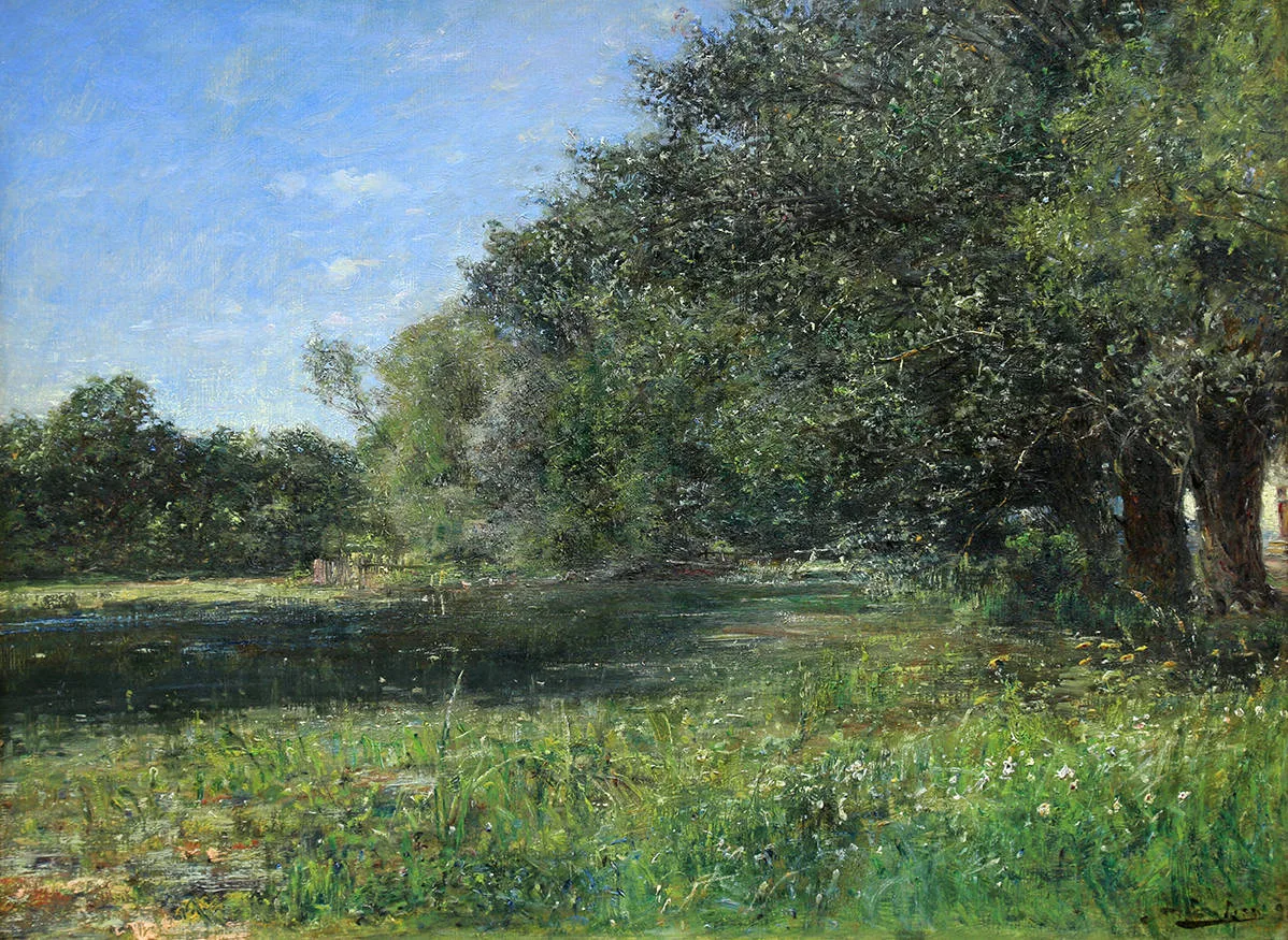 Шлихтинг-Карлсен Карл Петер Август (1852-1903) - "Пейзаж с озером" 1892г