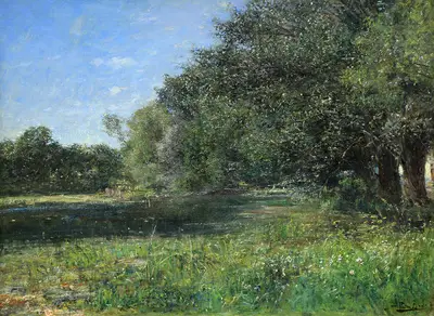 Шлихтинг-Карлсен Карл Петер Август (1852-1903) - "Пейзаж с озером" 1892г