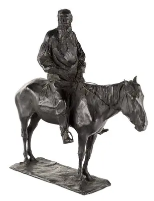 Скульптура бронзовая "Граф Лев Толстой на лошади"