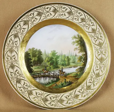 Декоративная тарелка "Прогулка на лошадях" 1815-1820гг
