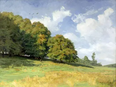 Биссен Рудольф (1846-1911) - "Летний день в Оленьем парке"