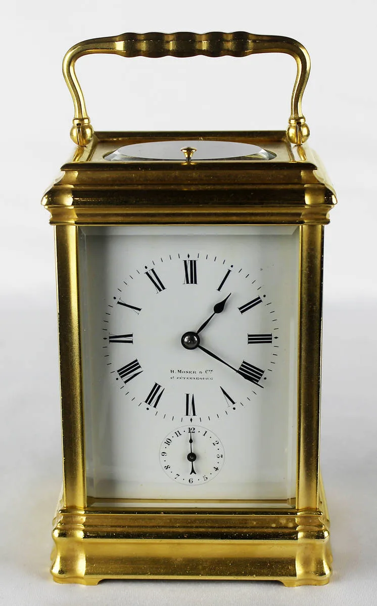 Старинные каретные часы с репетиром и будильником. 1900г