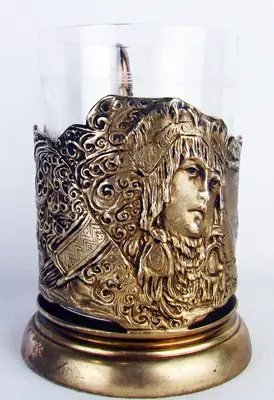 Подстаканник серебряный в русском стиле " Царевна-Лебедь"