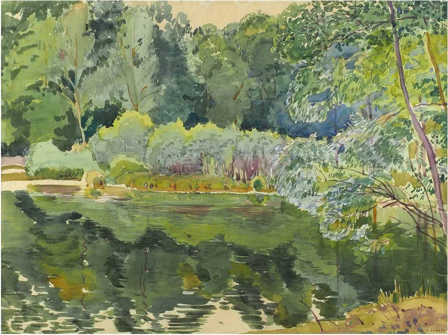 Летний пейзаж с водоёмом