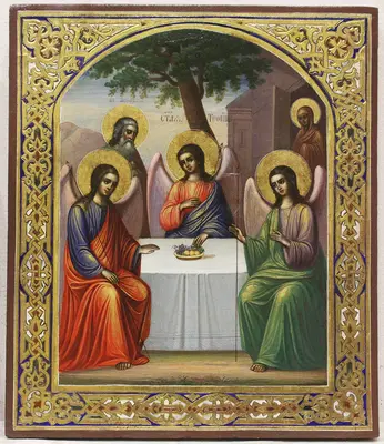 Старинная икона "Святая Троица" (Ветхозаветная)