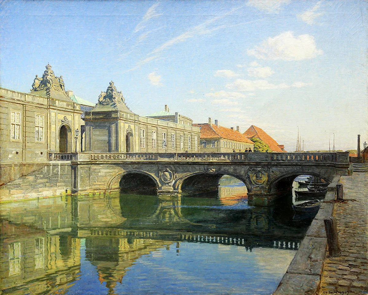 Королевский дворец и Мраморный мост в Копенгагене