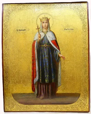 Старинная икона "Святая великомученица Екатерина Александрийская"