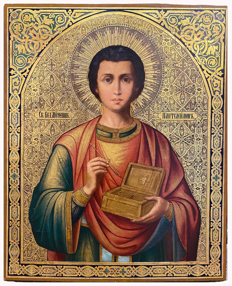 Старинная икона "Святой великомученик Пантелеймон"