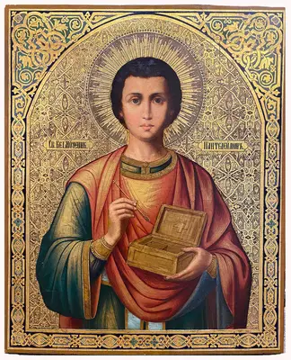 Старинная икона "Святой великомученик Пантелеймон"