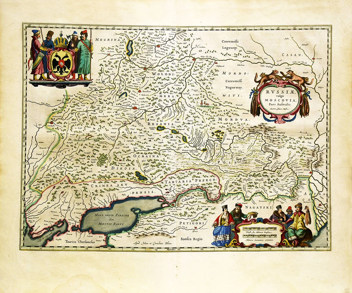 Старинная карта Московского княжества (из "Нового атласа карт" Исаака Масса)