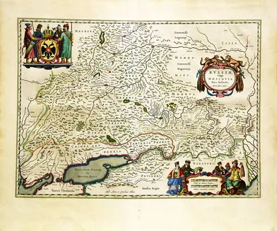Старинная карта Московского княжества (из "Нового атласа карт" Исаака Масса)