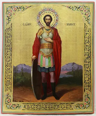Старинная икона "Фёдор Стратилат"