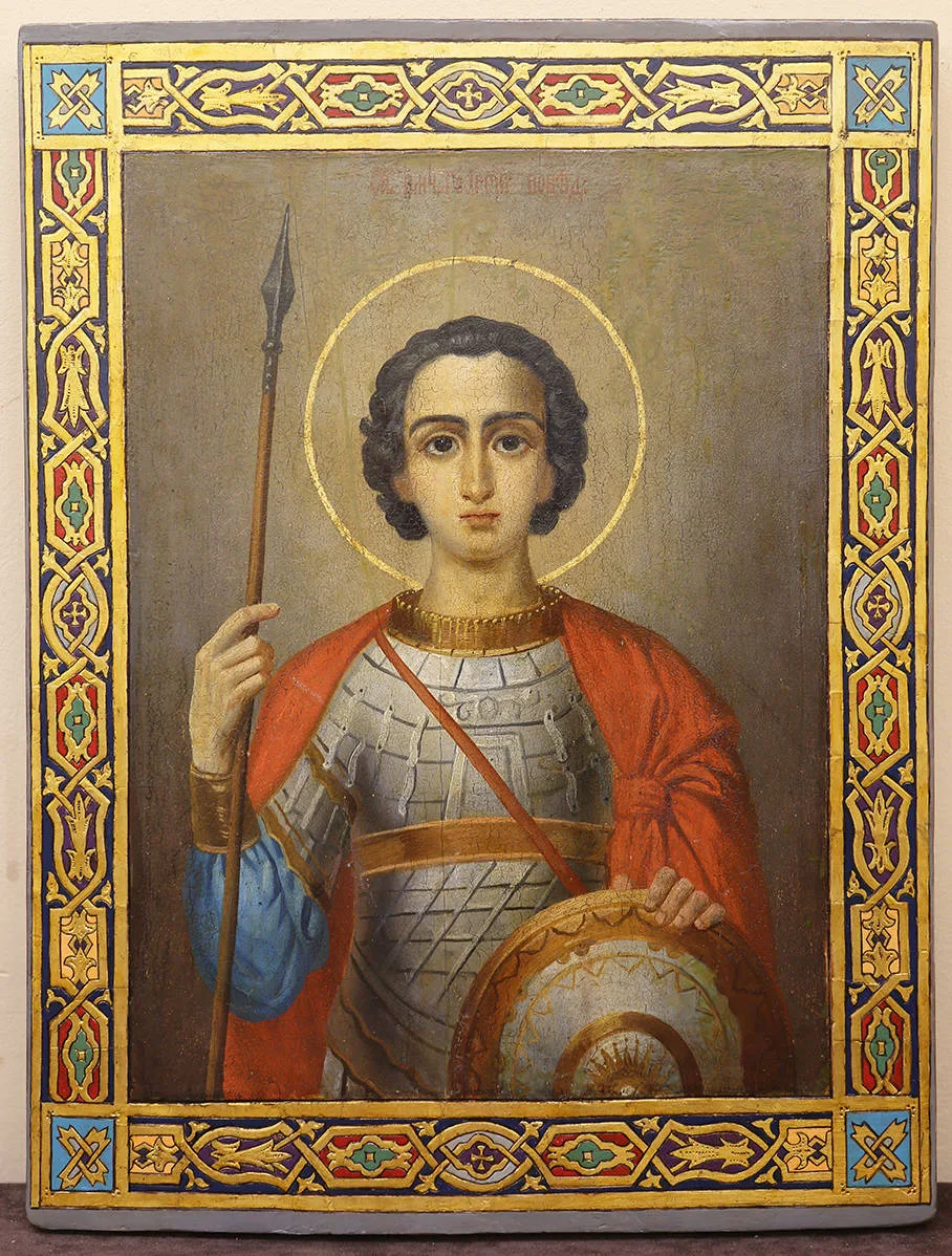 Старинная икона "Георгий Победоносец"