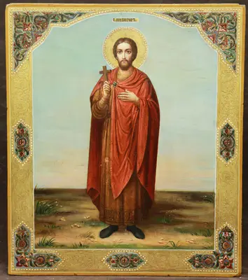 Старинная икона "Святой мученик Виктор Дамасский"